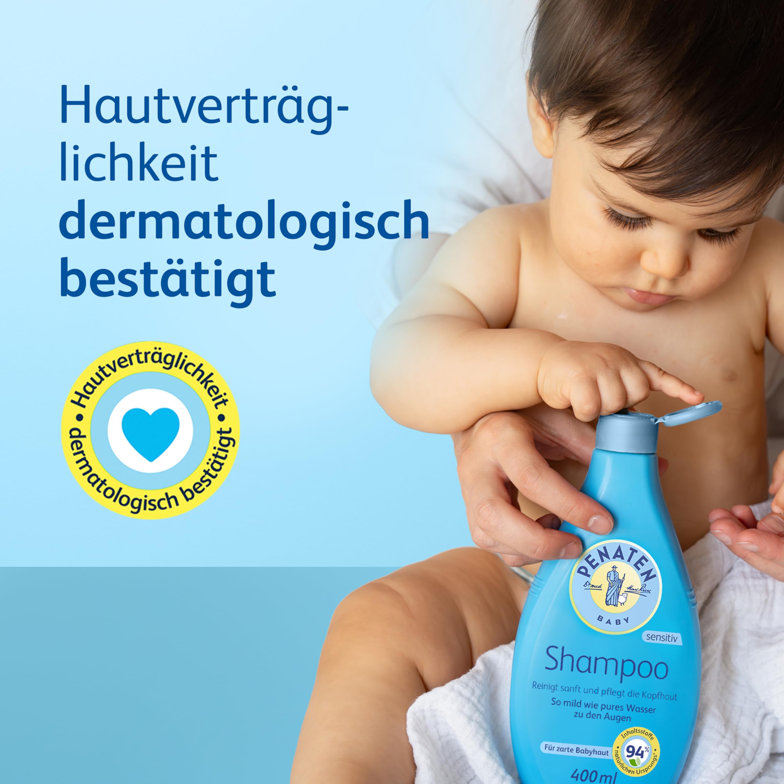PENATEN Shampoo 400 ml, besonders sanft reinigendes und pflegendes Baby Shampoo, speziell für Neugeborene entwickeltes Haarshampoo ohne Parabene, Sulfate und Farbstoffe, reinigt sanft und ohne Tränen 4