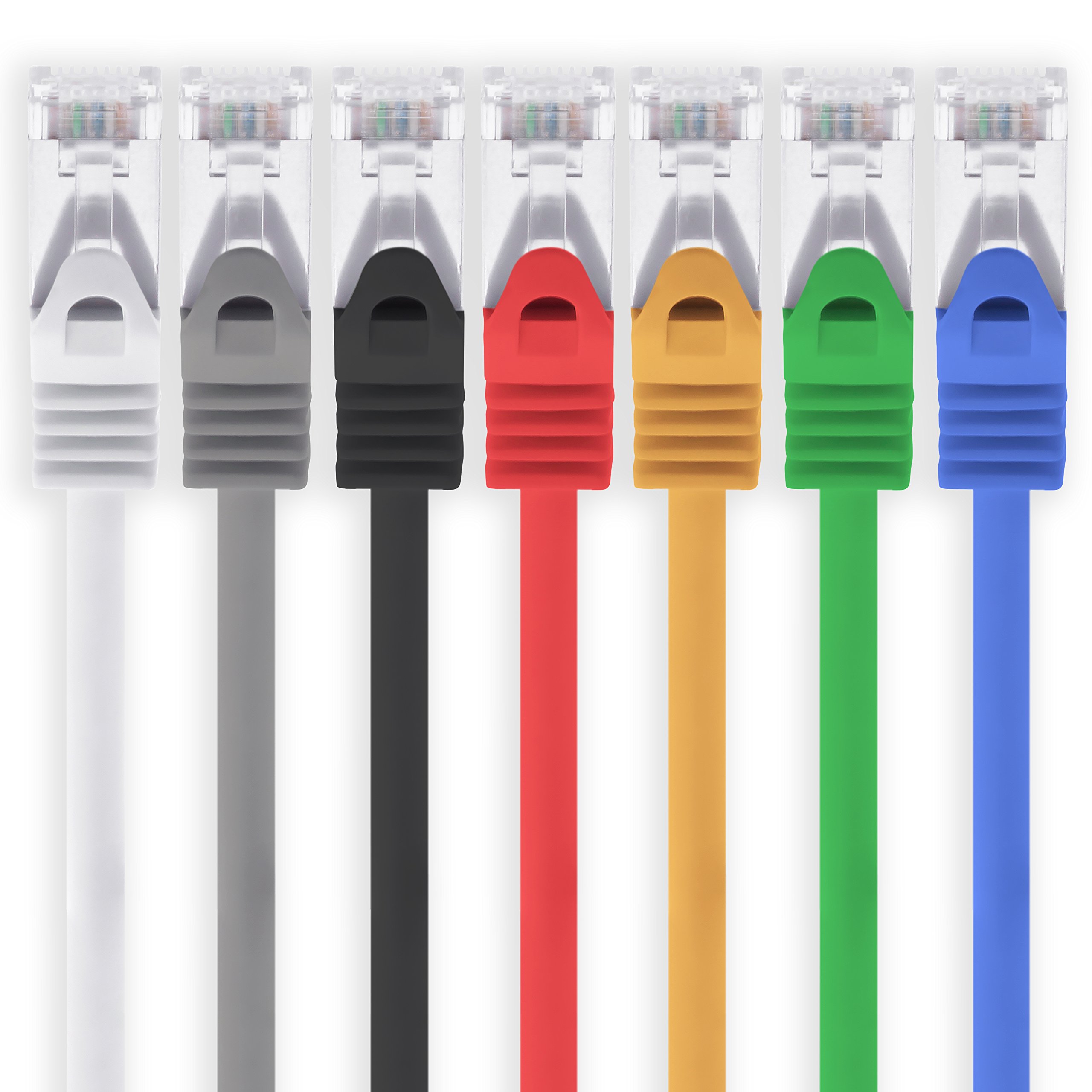 1aTTack.de 2m - 7 colors - 7 pieces Cat7 network cable SFTP patch cable Lanka cable raw cable 10GB/s - 500 MHz assembled with 2 RJ45 plugs Cat 6a