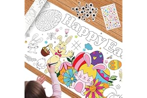 VANBLUE 2Pack Easter Coloring Poster Tablecloth for Kids 118x 18 Inches Large Coloring Posters Roll Paper Coloring Banner Easter Arts Crafts Gifts for Easter Activity Basket Stuffers School Party Classroom