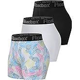 Roadbox 4" Women's Spandex Compression Shorts, 3 Pack Volleyball Shorts Athletic Biker Shorts for Workout Running Gym Yoga