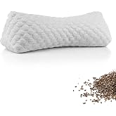 LUMVORA Organic Buckwheat Cervical Pillow, Adjustable Neck Support Pillow with Natural Buckwheat Hulls, Firm Breathable Sleeping Pillow with Removable Cover for Back Side Sleepers-Gray.