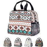 Aztec Insulated Lunch Bag Reusable Lunch Box Leakproof with Adjustable Shoulder Strap for Work Office Picnic Beach