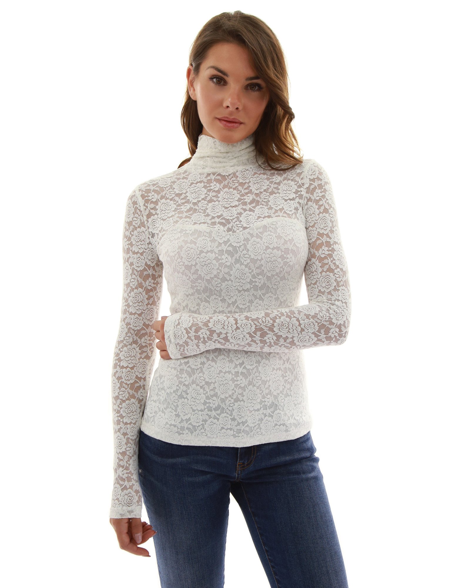 sheer lace turtleneck