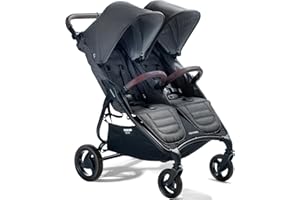 Valco Baby - Trend Duo Double - Side by Side Double Stroller for Newborn and Toddler - Easy Compact Fold, Multi-Position Recline, Large Canopy Infant Twin Stroller 2025 (Charcoal)