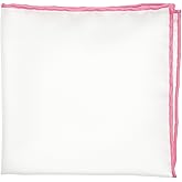BELLUNO 100% Silk Pocket Square for Men, Silk Ivory White with Hand-Rolled Color Edge