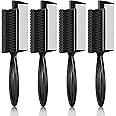 Rozer 4 Pcs Barber Fade Brush -2-in-1 Nylon Brush with Comb Professional for Barber and Stylist Comb Hair Styling Tool