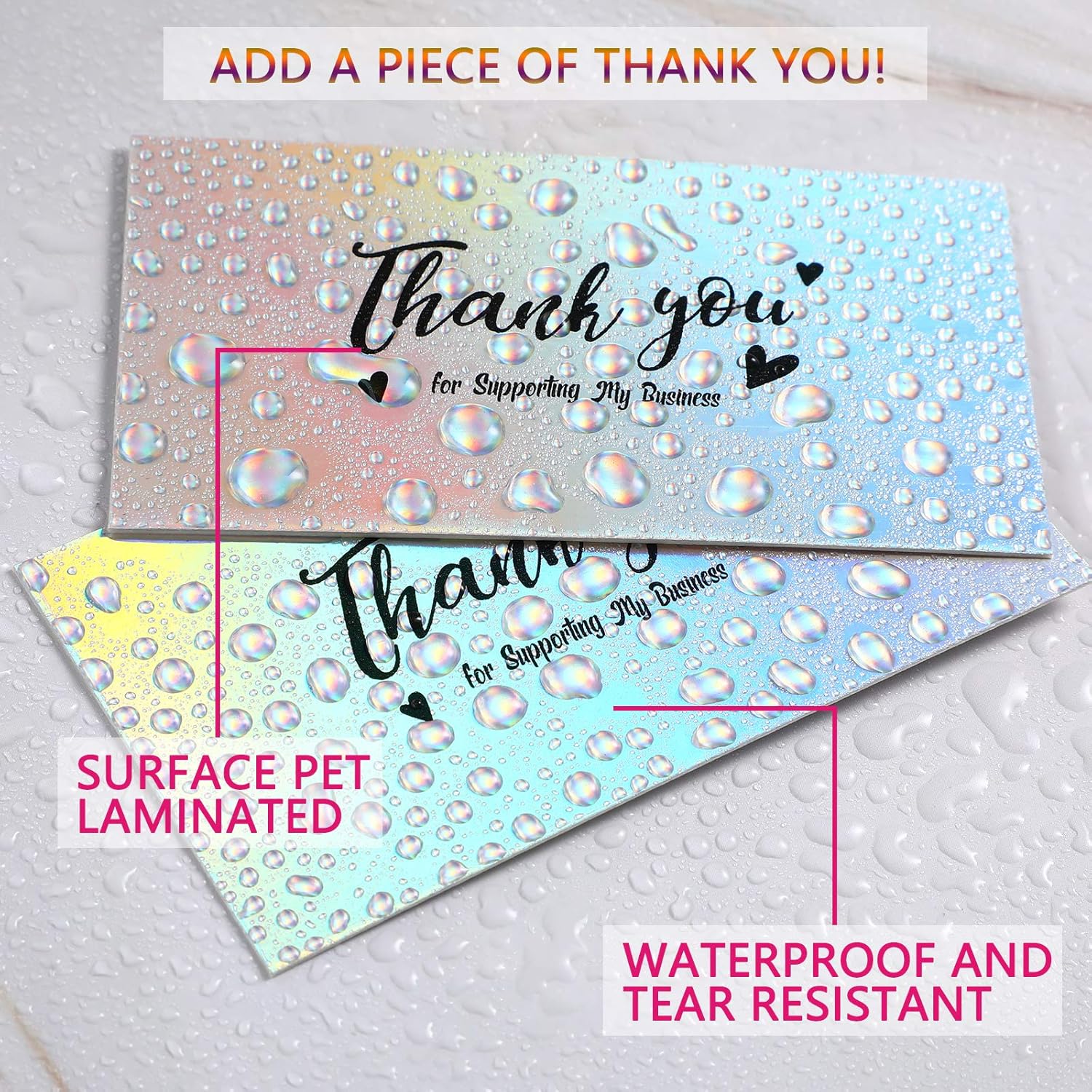 100 Pieces Thank You for Supporting My Small Business Cards, Holographic Silver Thank You Cards for Small Business Owners E-Commerce Retail Store Handmade Goods Customer Package Inserts, 3.5 x 2 Inch : Office Products