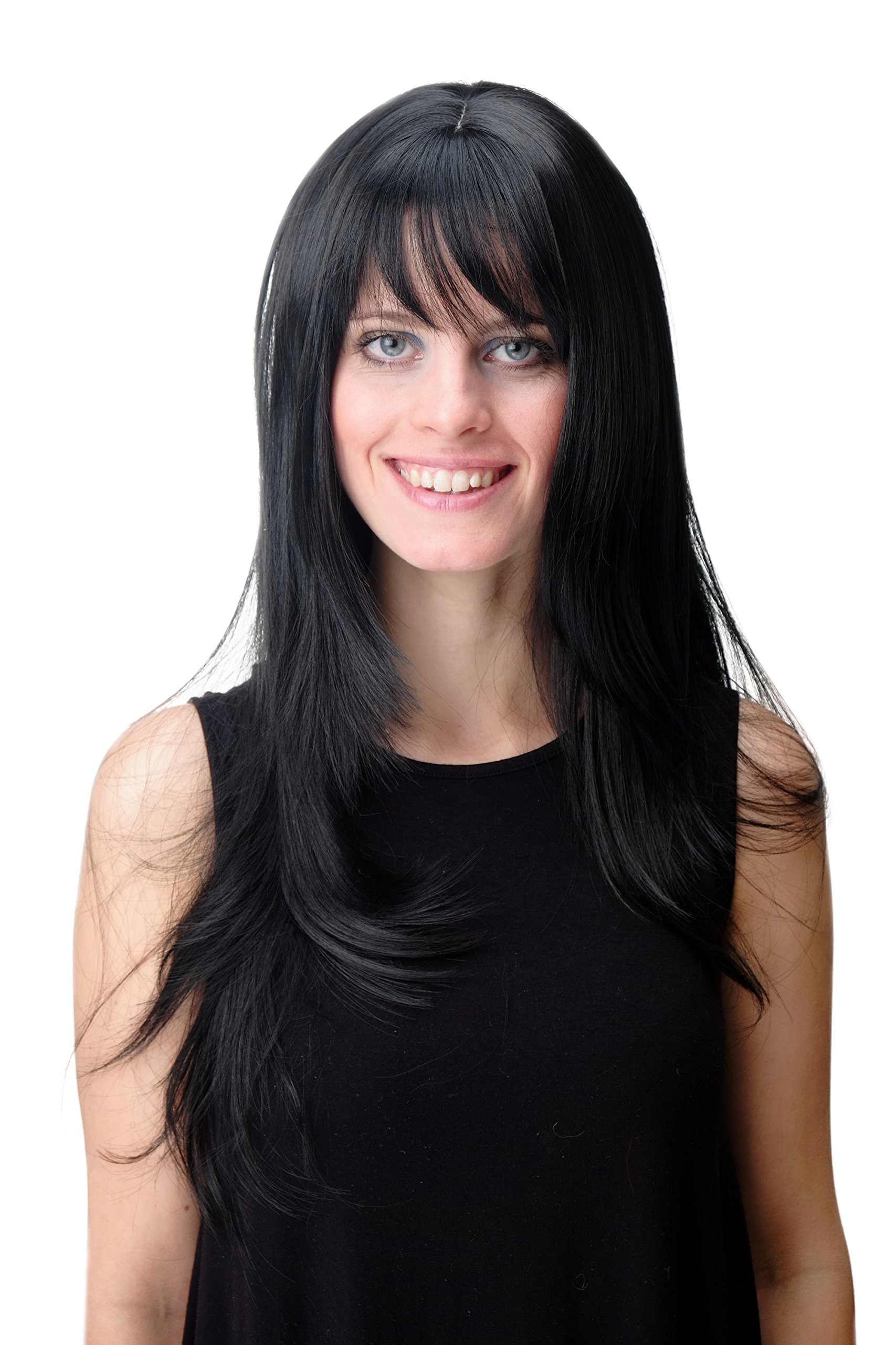 WIG ME UP - GFW09-1B Lady Quality Wig long straight layered fringe bangs black