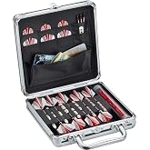 Casemaster Ternion Aluminum Dart Carrying Case Holds 9 Darts, Steel Tip or Soft Tip with Flight Saving Space for Every Dart, 8 Pockets for Accessories with A Mega Pocket for Larger Items