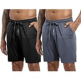 SlumberMee Mens Pajama Bottoms Viscose Made from Bamboo Sleep Shorts with Pockets and Fly Lounge Pants Sleepwear Multipack