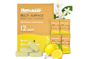 Flowcheer All Purpose Cleaner Concentrate Refills, Multi Surface Clean Refill,No Toxic Cleaning Tablets(12Pack)-Makes 192 fl 