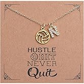 Drogomen Volleyball Necklace for Women Teens Dainty A-Z Custom Name Sports Pendant Necklace Personalized Volleyball Gifts for Team Players Coaches Fans