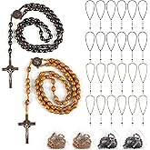 Wonitain 30 Set Wooden Rosary Beads Bulk Catholic Rosaries Wood for Men Women with Jesus Holy Crucifix Cross Rosary with Organza Bags Baptism Favors Religious Rosary Catholic Christians Prayer Church Present (Multicolor)