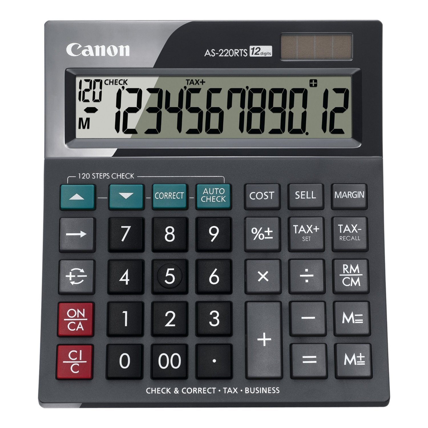 Canon AS-220RTS Compact Desktop Calculator - 12-Digit Display - Lightweight - Suitable for Home & Office