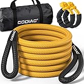 GODIAG 1"×20ft Kinetic Recovery Rope (33000lbs) Heavy Duty Energy Tow Rope with 2 Soft Shackles, Offroad Power Stretch Snatch Rope for Truck Jeep Car ATV UTV Tractor