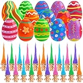 xutengy 24Pcs Prefilled Easter Eggs with Mini Toys，Filled Plastic Easter Eggs with Vintage Lucky Dolls Action Figures Easter Basket Stuffers for Kids Easter Egg Hunt Party Favor