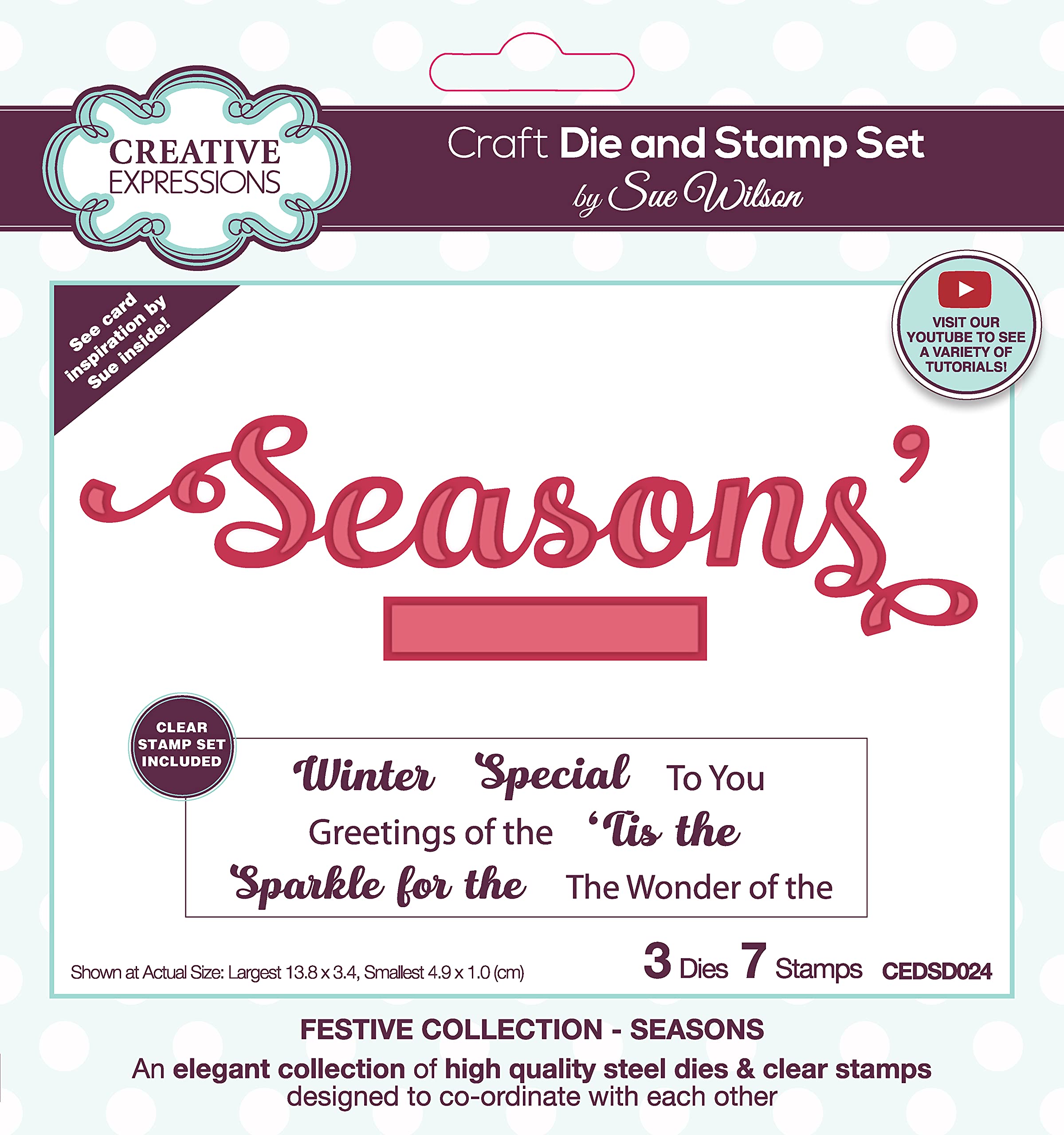 Creative Expressions Sue Wilson-Seasons-Craft Die & Stamp Set, Metal, 3.4 x 13.8 cm