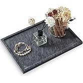 Real Luxurious Natural Black Marble Tray - 12x8 Inch Marble Vanity Tray for Perfume Display, Jewelry Organizer, Bathroom & Home Decor -Heavy Duty Non-Slip Stone Tray (Non-Resin/Non-Ceramic)