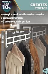 Menz White Over Door Hanger Coat Hooks for 4.1cm & 4.6cm Doors Sturdy Clothes view 4
