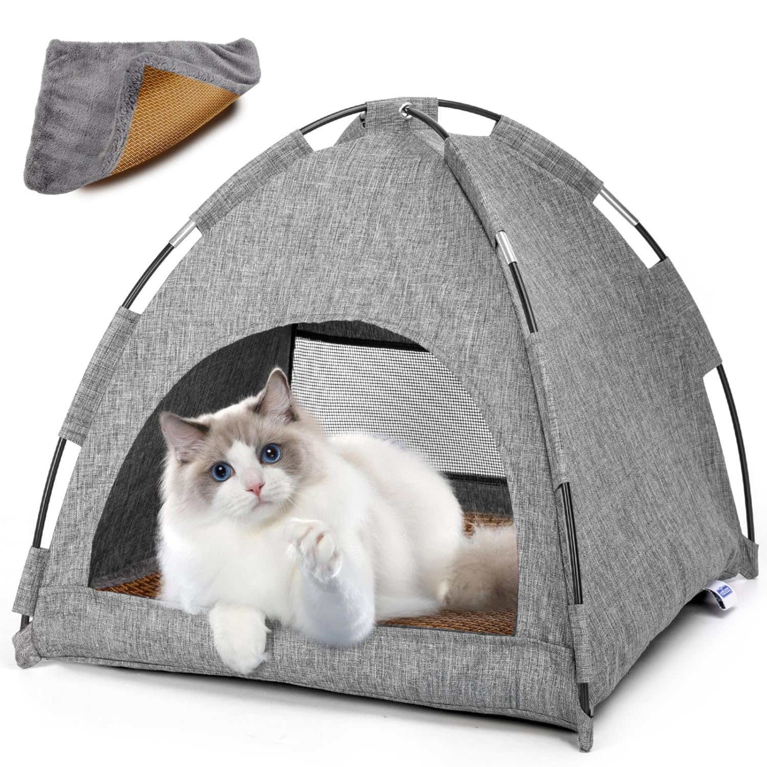 Nobleza Cat Tent & Cave - Detachable, Breathable Kitten Bed Tent with Removable Cushion for Indoor/Outdoor Use