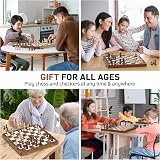 Sarr Klith 2IN1 Magnetic Chess & Checkers Set - 16" Wooden Foldable Travel Board view 5
