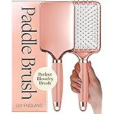 Lily England Paddle Hairbrush for Women - Blow-Drying Hair Brush, Rose | Paddle Brush for Gentle Detangling &amp; Straightening with Non-Slip Gel Handle - Smooth Styling for All Hair Types