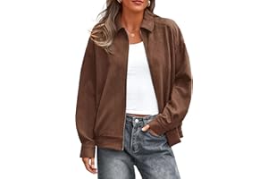 PRETTYGARDEN Faux Suede Bomber Jacket Women Fall Fashion 2025 Casual Zip Up Oversized Trendy Winter Clothing Outerwear Coats
