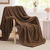 BEDELITE Fleece Blanket Twin Size for Bed Couch, 3D Jacquard Decorative Brown Throw, Soft and Cozy Warm Plush Fuzzy Blanket All Seasons Suitable, 60x80Inches