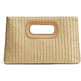 CHUNLI Chic Straw Clutch Purses for Women with Top Handle Summer Bag, Ideal Vacation Handbags and Woven Boho Beach Bags