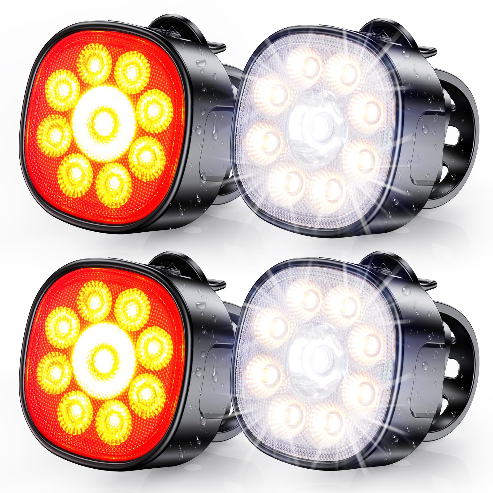 Babacom Bike Lights [8+7 Modes], USB Rechargeable Bike Lights Front and Back, Ultra Bright with Spotlight & Floodlight, IP65 Waterproof Bicycle Light for Road Mountain Day/Night Safe Cycling Reflector — image 1