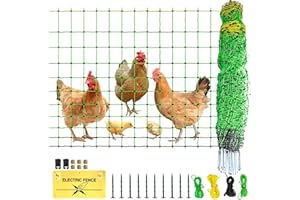 OULUU Electric Poultry Netting, 49.6" H x 164' L, Portable Livestock Nets Mesh for Chickens, Ducks, Geese, Turkey, Electric Fencing for Backyards, Homesteaders, Farms, Ranches, Gardens