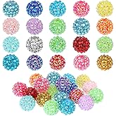 Rhinestone Beads for Beadable Pens 20 Pcs Mixed Color Glitter Crystal Candy Spacer Beads for Pens 16mm Bubblegum Bead for DIY Bead Pen Making