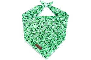 UP URARA PUP St. Patrick's Dog Bandanas, Shamrock Triangle Bid Scarf for Medium Large Girl Boy Dogs, Spring Cotton Puppy Kerchief, Green Dog Bandana