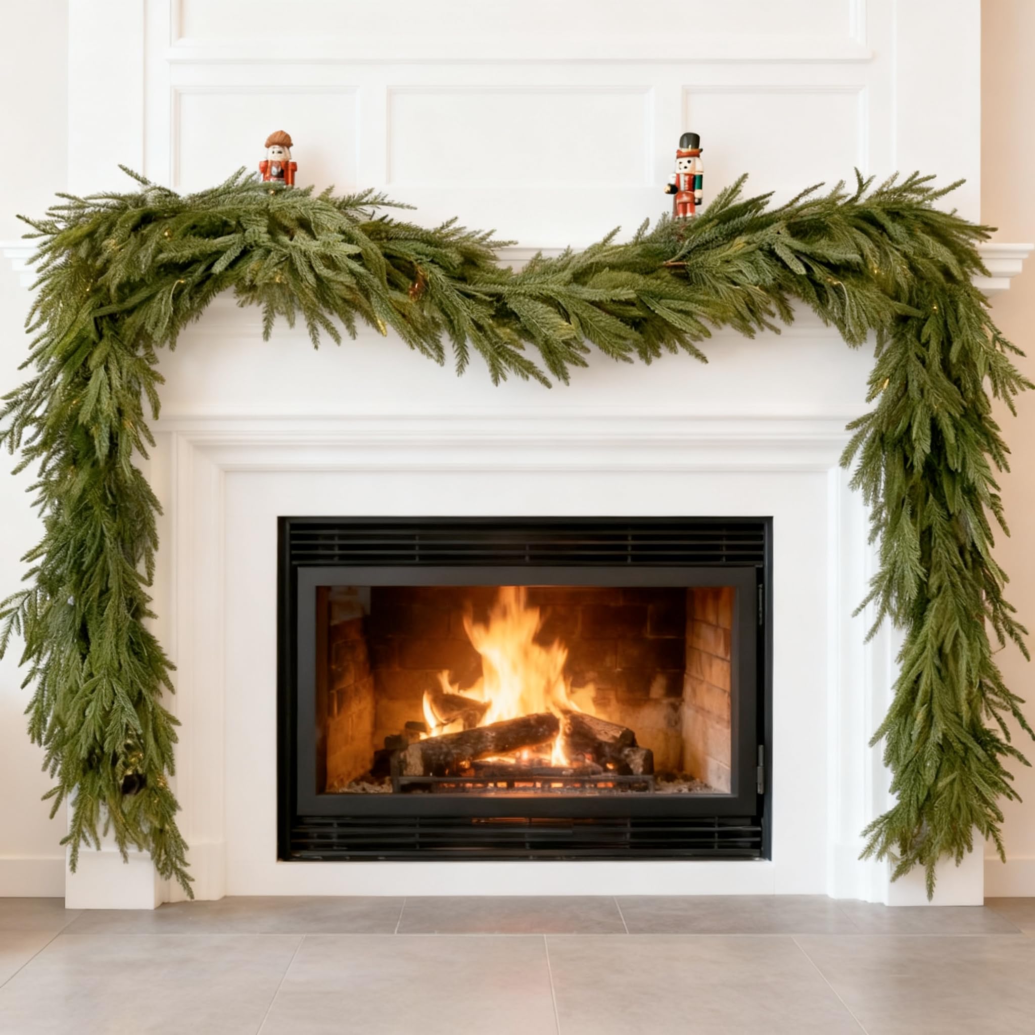View 1 of 2-Pack Norfolk Pine Garland Real Touch Garland Christmas, 9FT Christmas Garlands for Mantle, Indoor Outdoor Holiday Decorations Deluxe Artificial Greenery Decor Realistic Norfolk Garlands