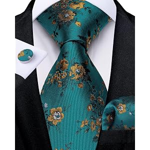 Mens Classic Tie Set Woven Silk Necktie and Pocket Square Cufflinks Set for Wedding Party