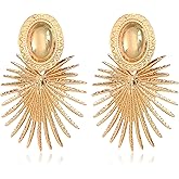 T-ztoss Heart Dangle Earrings Gold Star Statement Earrings Exaggerated Geometric Flower Studs Earrings Punk Minimalist Ear Jewelry for Women Girls