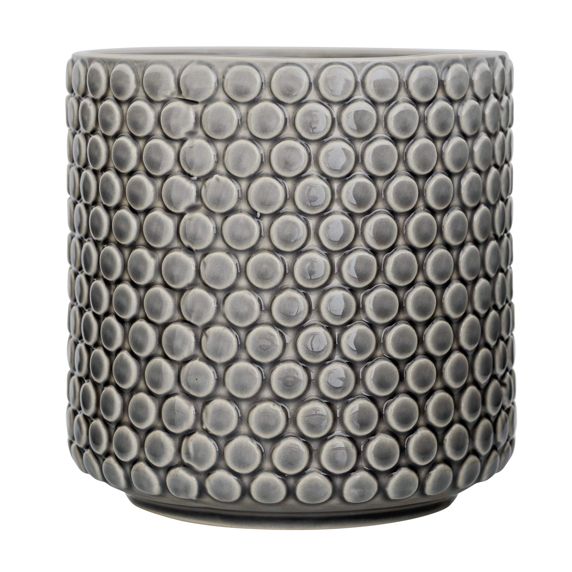 Bloomingville Ceramic Flower Pot Dot - colorful Planter, Pot for plants, sukkulents Size M (15,5 cm ø) Dia 6'' H 6'', Stoneware, grey