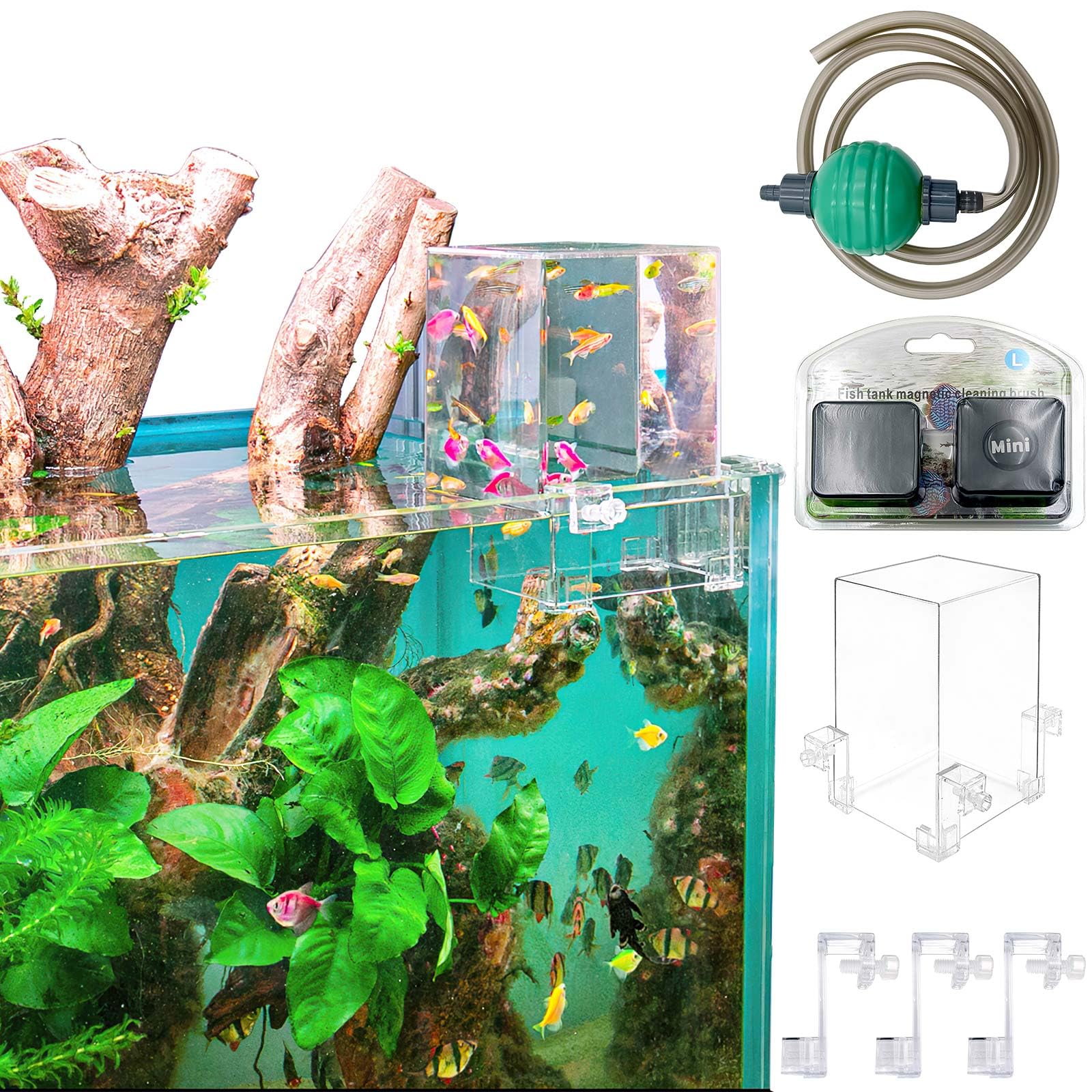 Photo 1 of DEGGOX Aquarium Decoration Magical Small Negative Pressure Fish Tank,Water Auto-Refill Vacuum Invert Suspended Fish Tank,Fish Fly on top Off Water Tank