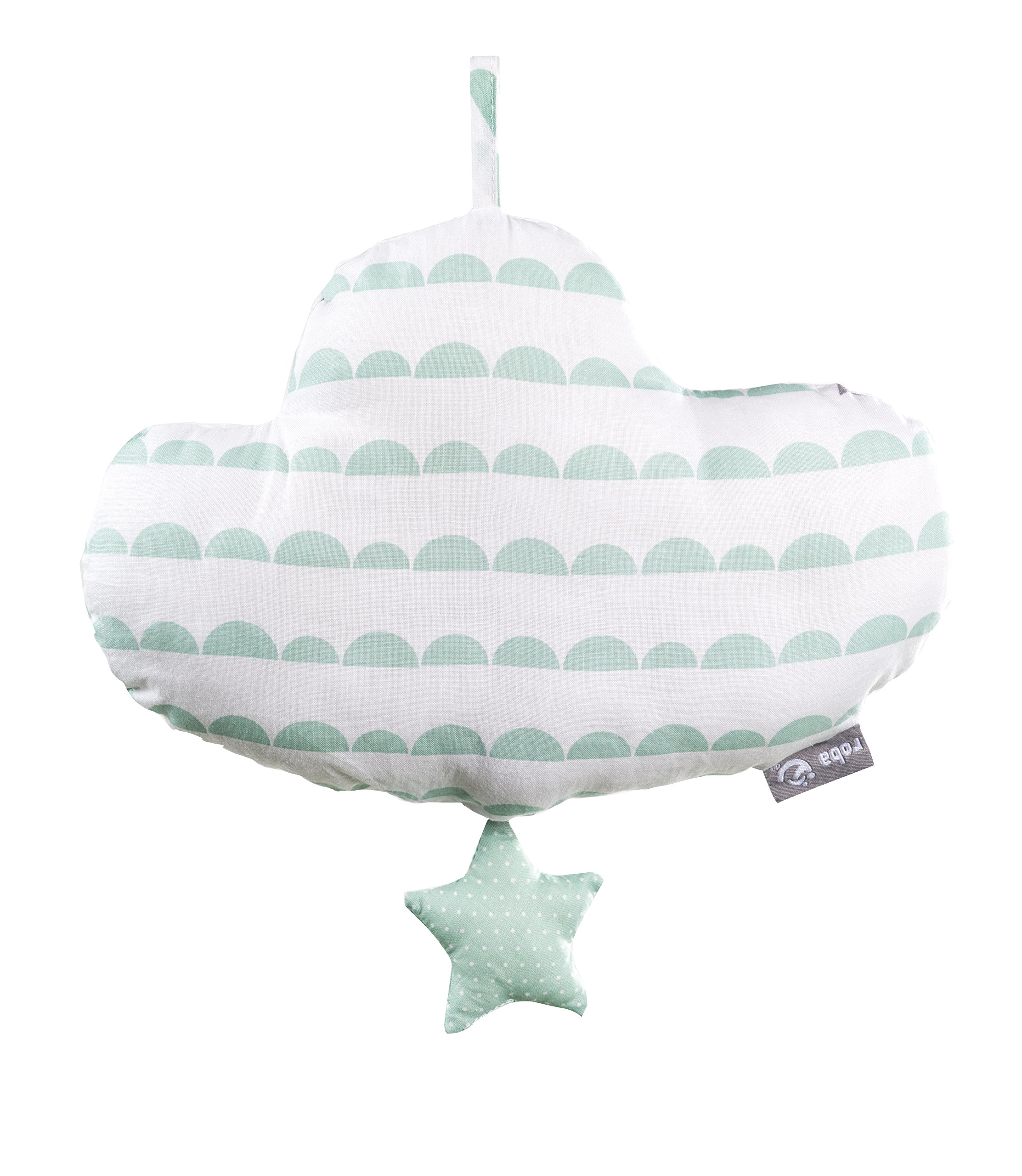 roba ‘Little Stars’ Music Box Baby Sleep Aid Textile Star, Washable, Baby Room Decorative Grey/White