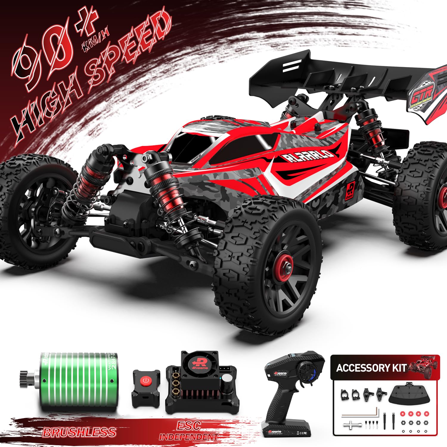 1:14 Fast Remote Control Truck - 55 KPH High Speed, Waterproof, 4X4 Off-Road RC Car With 2 Batteries