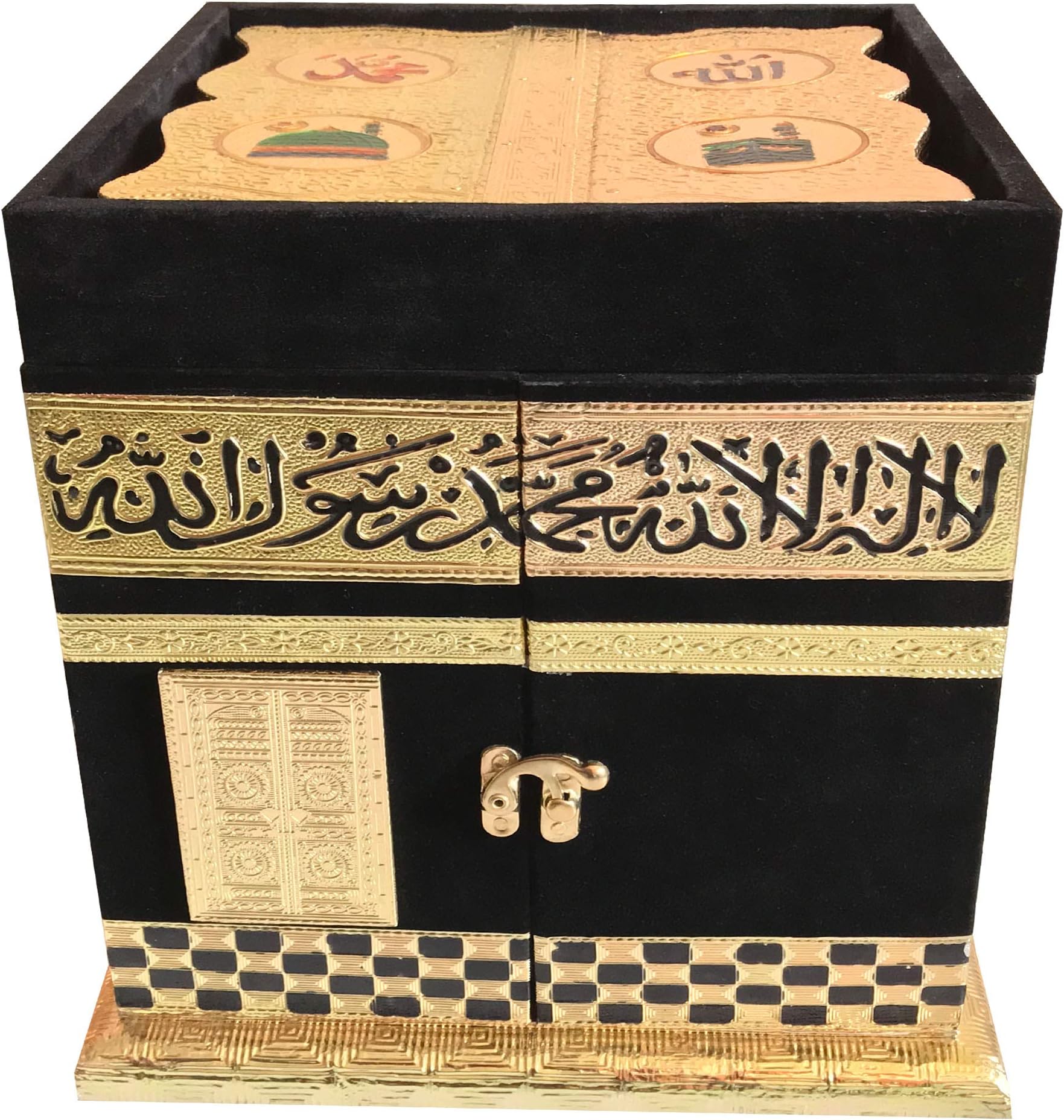 Handcrafted Holy Kaba Quran Sharif Box with Quran Stand KABA Quran Box