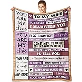 Fpoutiv Wife Valentines Day Birthday Gifts Ideas - Wedding Anniversary Romantic Presents for Women Her - Mothers Day for Wife Her - Wifey Presents from Husband - to My Love Blanket 50"x60"