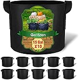 Gardzen 10-Pack 15 Gallon Grow Bags, Aeration Fabric Pots with Handles