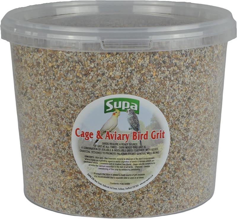 Supa Cage & Aviary Bird Grit 3 Litre Bucket Soluble Insoluble Grits Charcoal