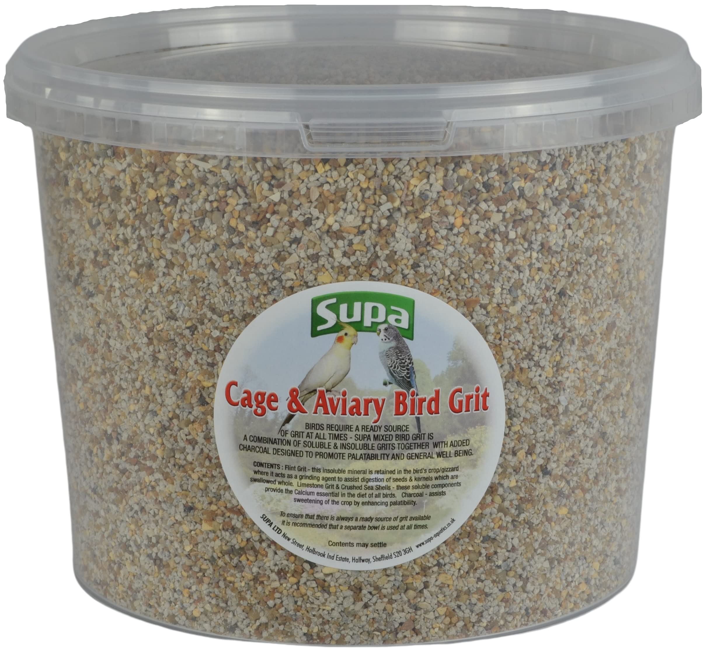 Supa Cage and Aviary Bird Grit, 3 Litre Bucket, Combination Of Soluble & Insoluble Grits and Charcoal Which Aids Good Health, Aids Digestions And Increase Vitality