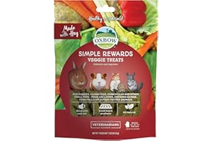 Oxbow Animal Health Simple Rewards Veggie Treats, Carrots & Bell Pepper Guinea Pig & Bunny Treats, Pet Snack for Rabbit & Guinea Pig, Made with Oxbow Hay, Alfalfa for Rabbit, 3 oz Bag