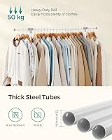 SONGMICS Double Clothes Rail Extendable Top Rail White LLR401W01 113-180 cm view 6