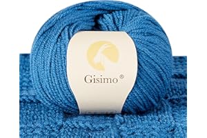 Gisimo 100% Merino Wool Yarn, 6-Ply Luxurious and Soft Yarn for Hand Knitting & Crocheting, 1.76 OZ/50g, 127 yds/116 Meters(Jazz Blue, 1 Ball)
