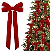 12Pcs Red Velvet Ribbon Bows Christmas Tree Decorations 5in X 10in Christmas Tree Wreath Bows Rustic Crafts Gift Ribbon Bows Xmas Ornaments for Tree Home Garlands Wedding Party Holiday Decor