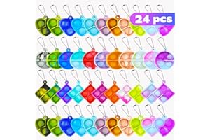 SOFLIY 24Pcs Random Pop Fidget Toys Its Party Favors,Mini Pop Keychain It Fidget Toy Bulk Stress Toys Classroom Prizes Pop Fidget Keychain Stocking Stuffers Birthday Carnival Treasure Reliever